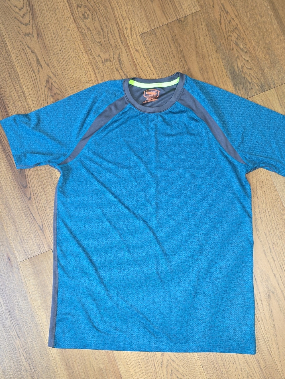 The Foundry Men's Performance Tee - Teal Greenwith Charcoal Trim